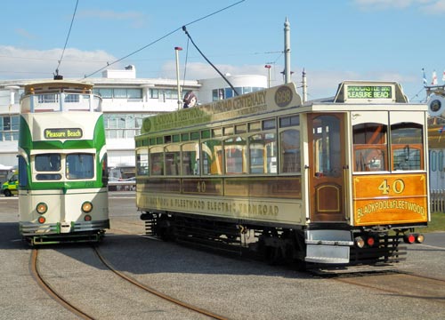 Blackpool Heritage Trams on the Pleasure Beach Loop.