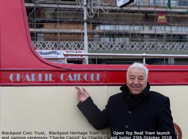 Boat tram 227 being 'launched' and naming ceremony Charlie Cairoli 25th Oct 2018 by Charlie Cairoli Junior