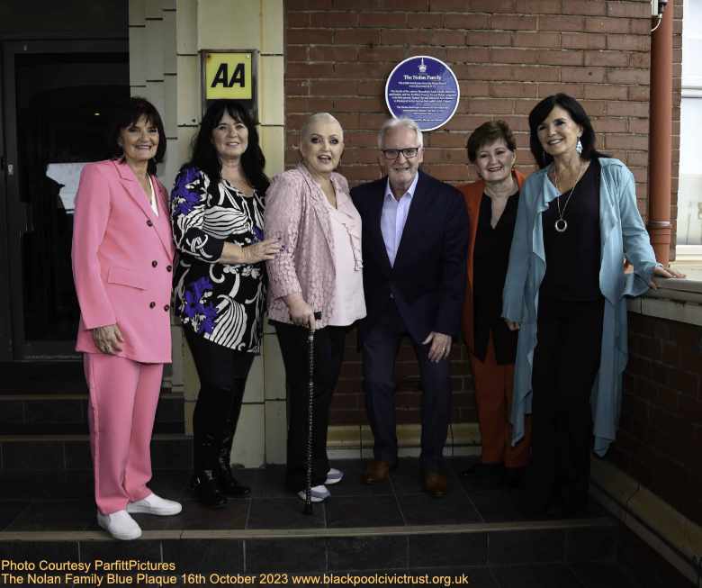 The Nolan Family Blue Plaque unveiling at the Cliffs Hotel Blackpool Octobr 2023